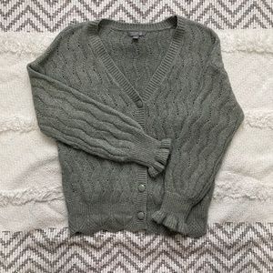 Size Small Pointelle Knit Scalloped Hem Cardigan